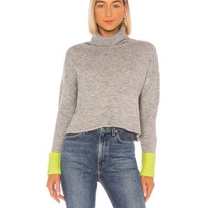 NWT Grey turtleneck sweater with neon cuffs, S